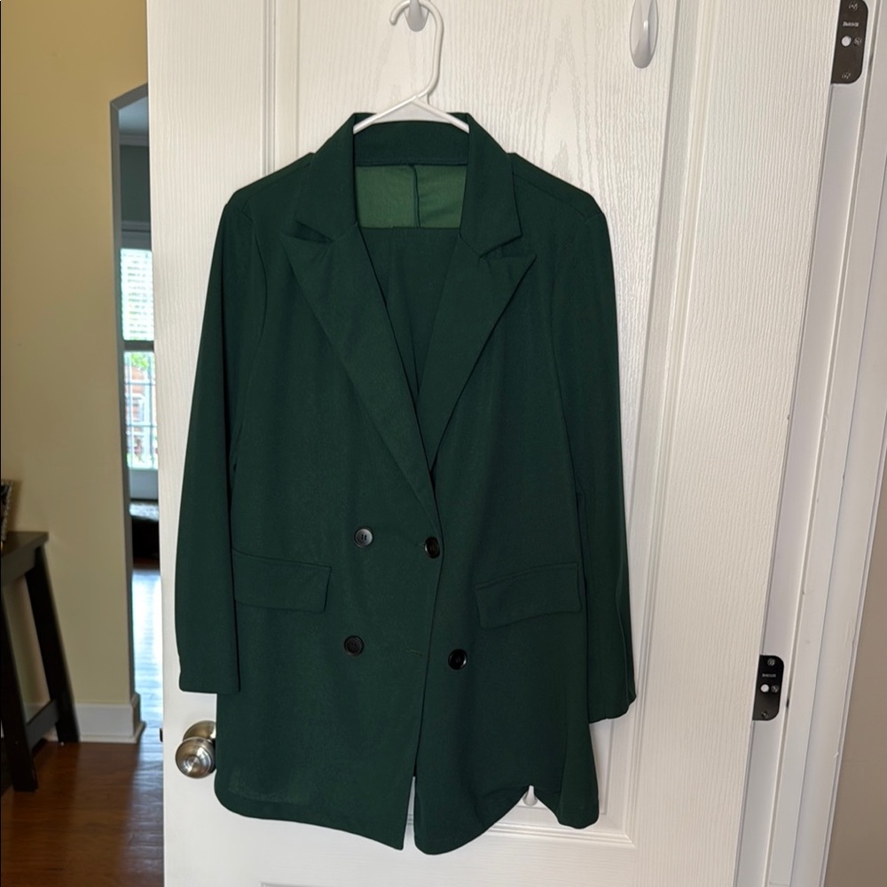 Women's Green Double-Breasted Jacket